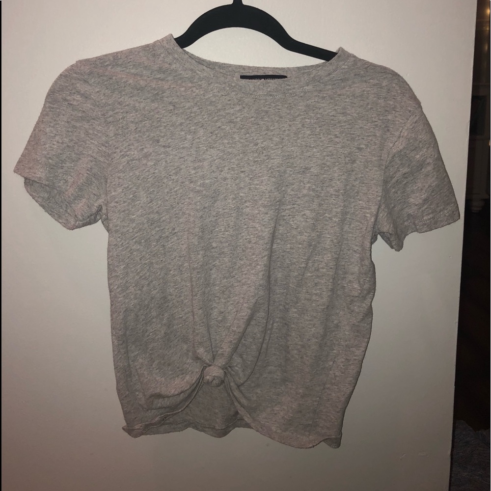 brandy melville grey tied shirt